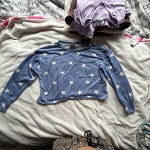 Olivia Rae Blue and White Pajama Tops Soft Sleepwear